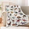 Cartoon Dinosaur Letters Printed Blanket for Sofa Travel Camping Living Room Office Conditioning Blanket for All Seasons Gifts