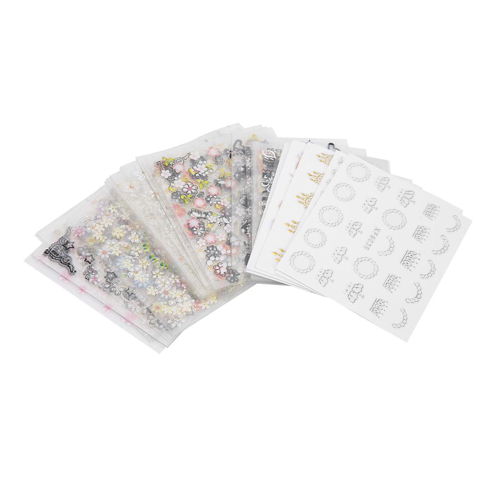 50 Sheets Nail Art Stickers Self Adhesive Flower Luxury Decorations DIY Stylish Nail Decals
