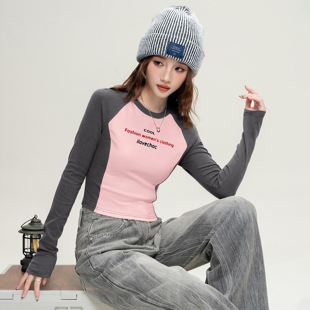 [Camiseta de chica picante estilo americano de color contrastante]