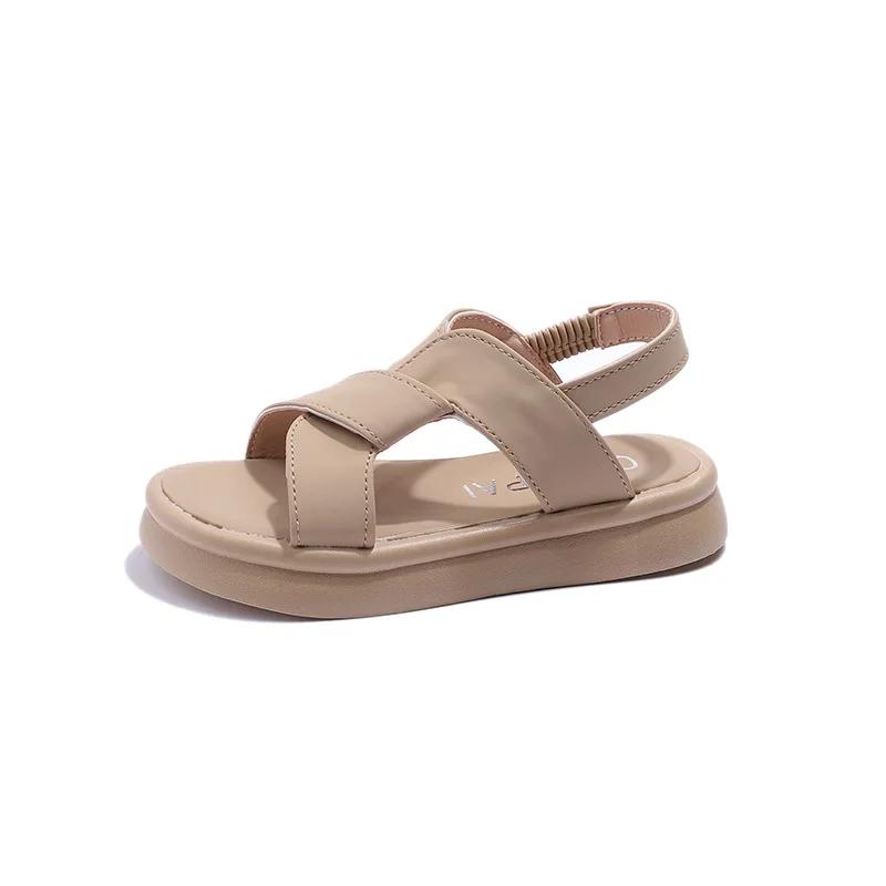 

Toddlers Girls Sandals 2024 Summer Children Beach Shoes Kids Fashion Sandals Cross-tied Anti-sliperry Soft Beach Sandals 26 insole16.3cm хаки