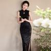 Sleeveless black national style new Chinese Suzhou long cheongsam improved young 1011 new women's high-end dress