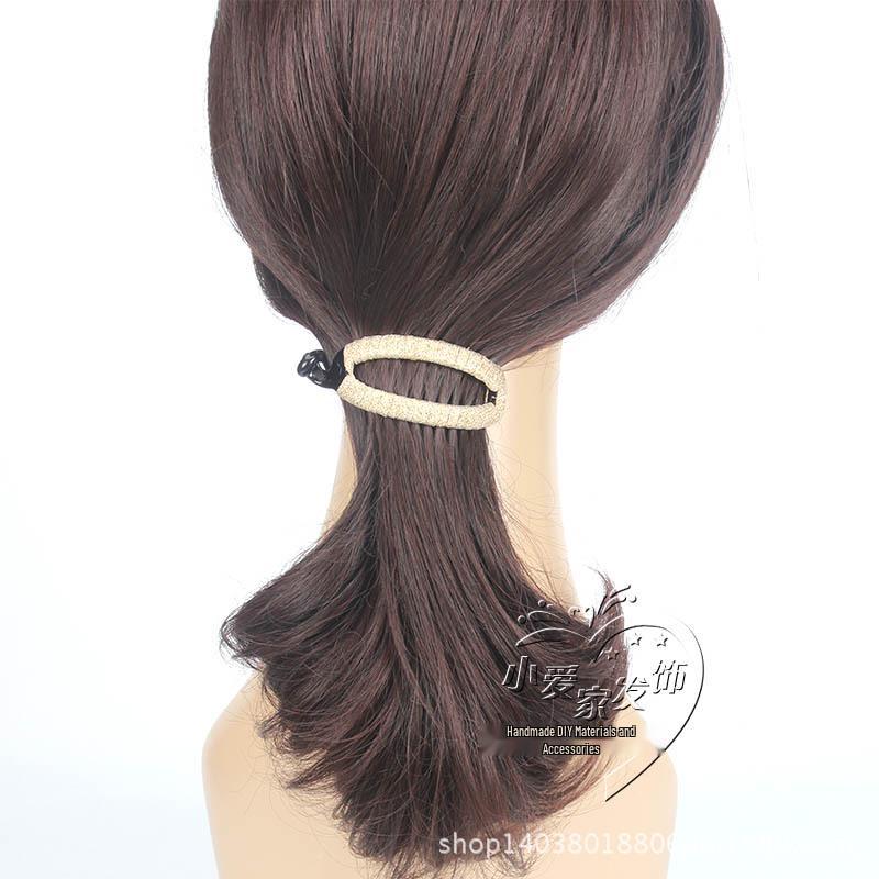 Pinza per Capelli Nera a Forma di Arco Ponte Stile Coreano - Torsione in Tessuto Avvolto Banana e Accessori in Plastica Resina