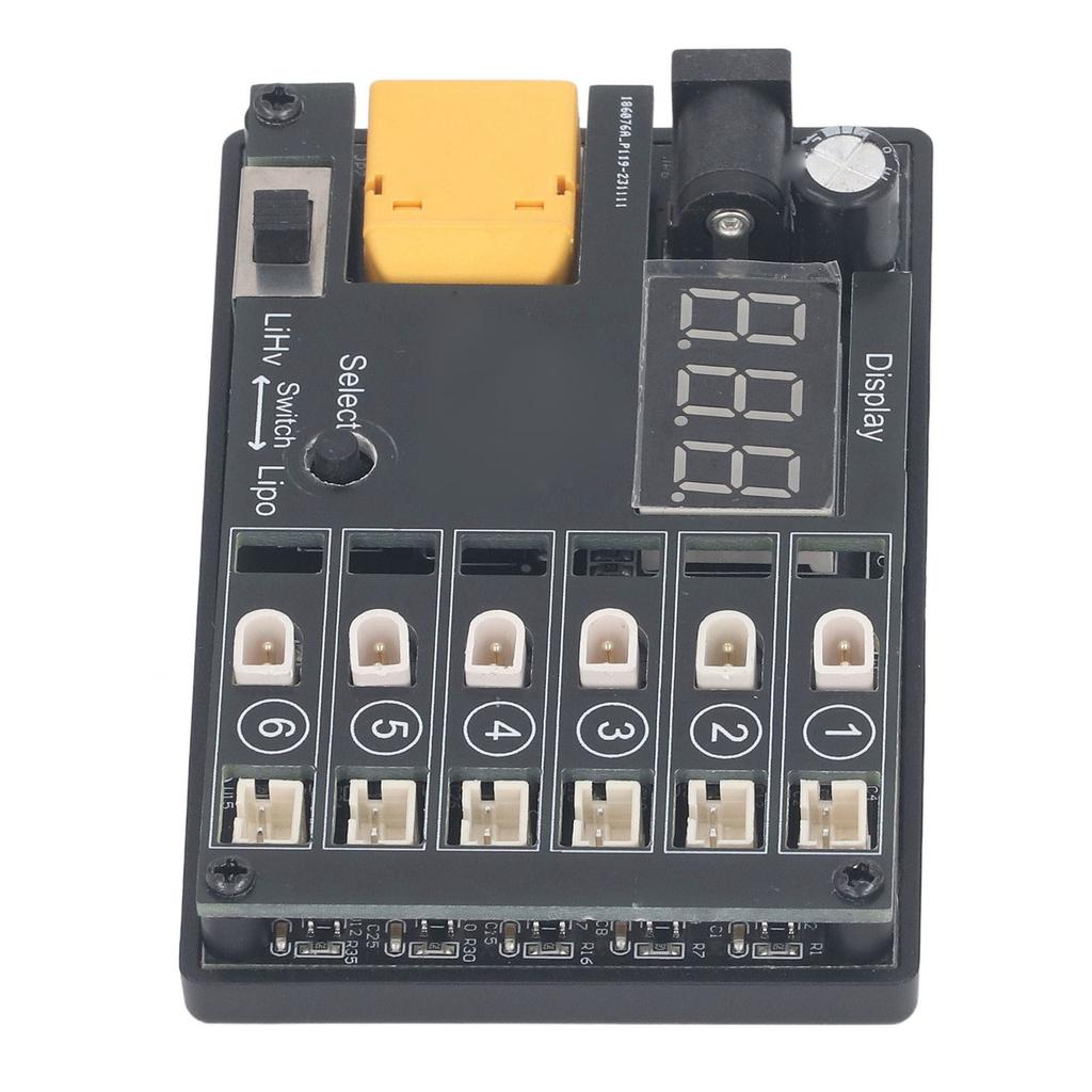 1S Lipo LiHv Charger 6 Port 6 Channel Battery Power Tool Accessories with Low Voltage Input Guard 100‑240V EU Plug