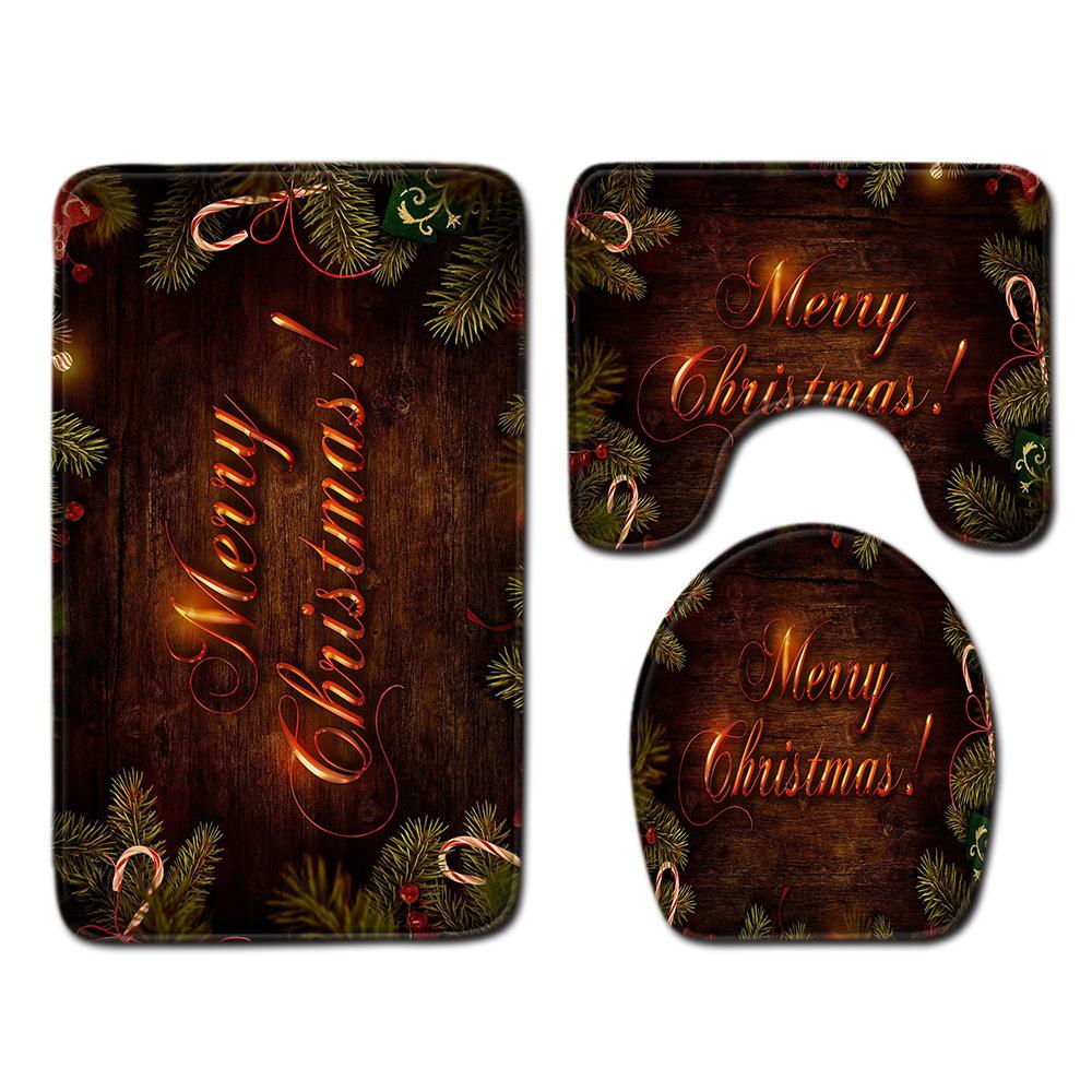 Christmas Bathroom Floor Mat Toilet Three-Piece Set