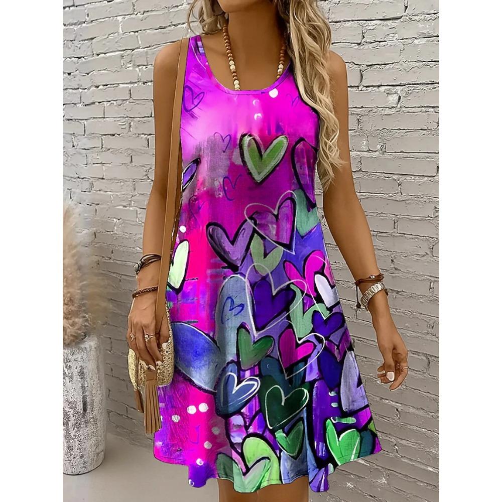 Women's Mini Dress A Line Dress Summer Dress Vacation Casual Boho Wedding Regular Fit Floral Graphic Leaf Sleeveless U Neck