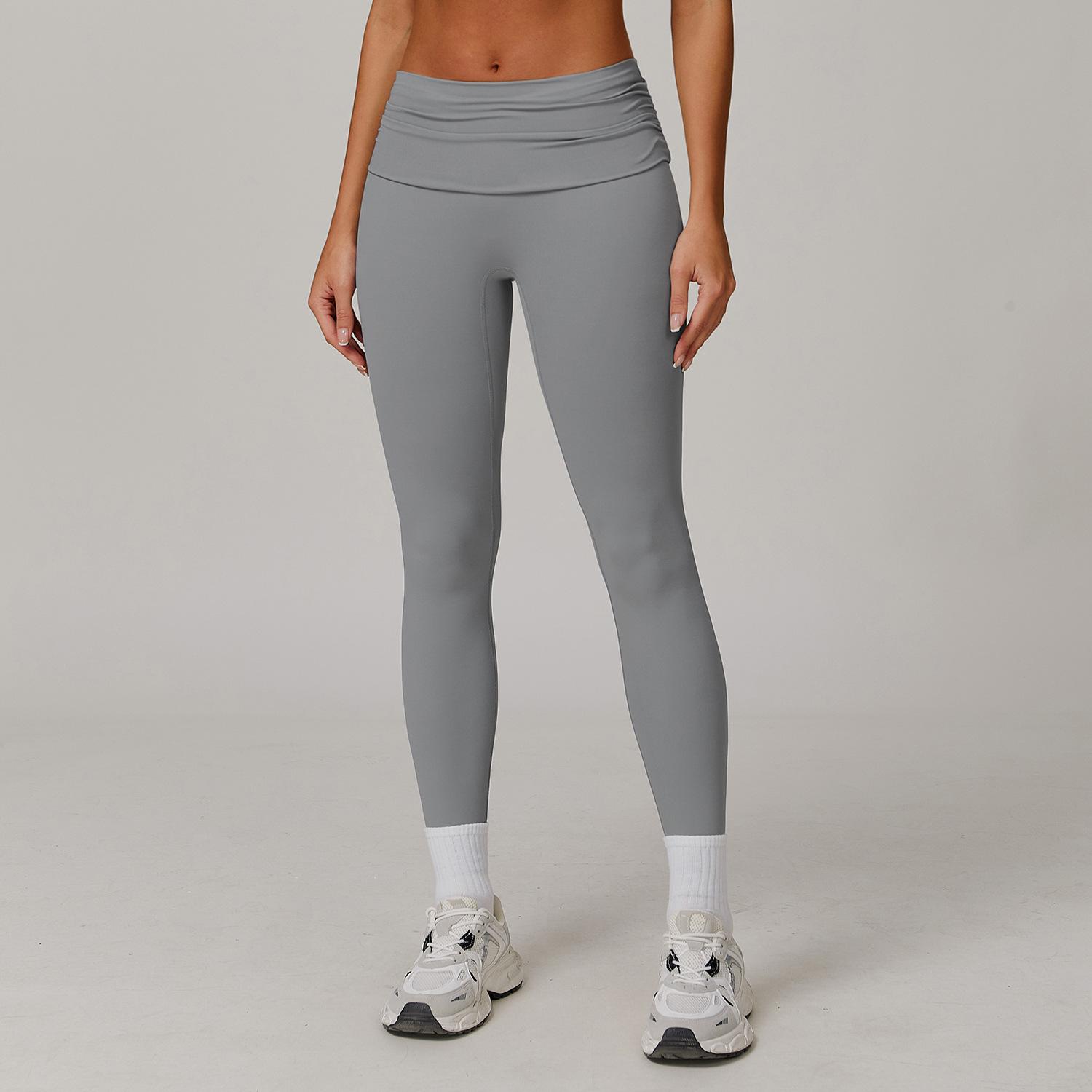

Folding High Waisted Yoga Pants For Women, With A Cloud Like Feel And A Cinching And Hip Lifting Effect. Sports Pants For Casual And Versatile S Лляний