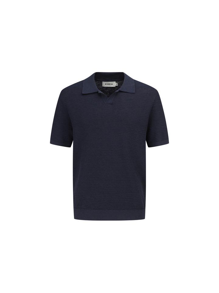 ZIOZIA Men'S) Miracul Slub Short Sleeve Polo Shirt_Navy