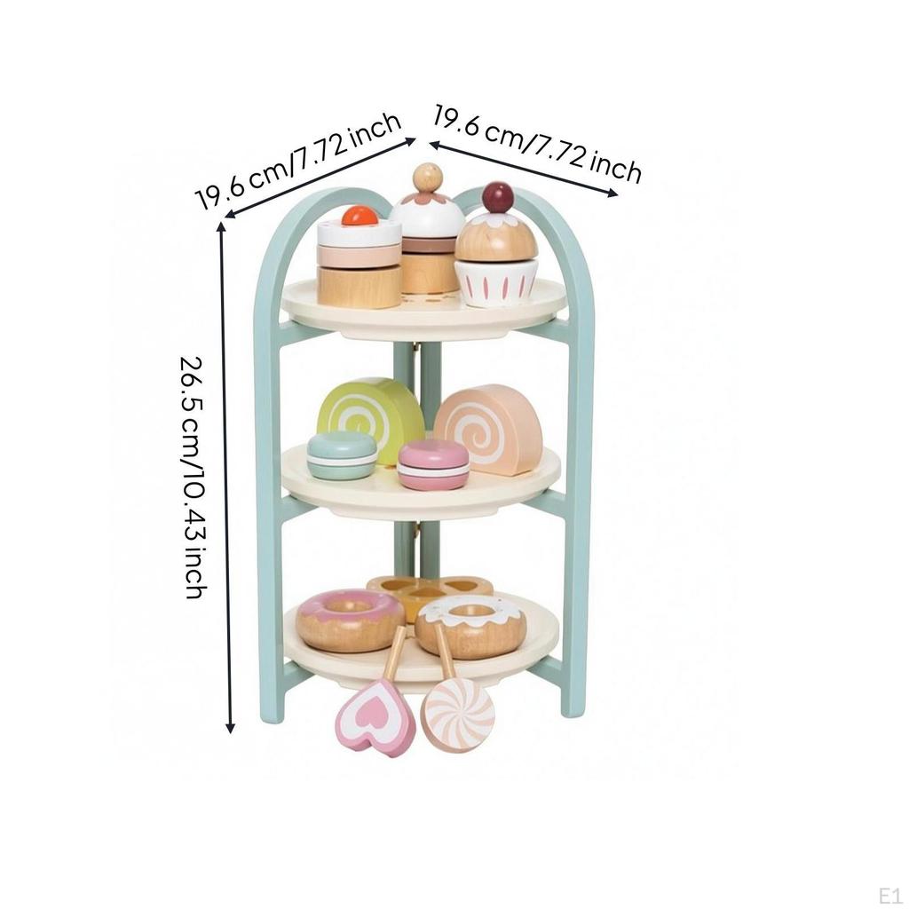 ThreeTier Dessert Stand Circular Tiers Wooden Tiered Plaything Pastry Display Rack for