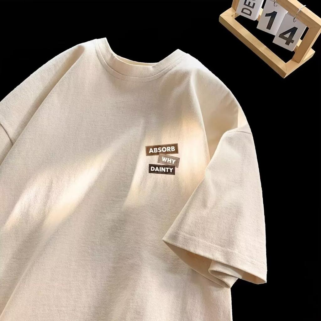 Tricou cu mâneci scurte imprimat cu litere la modă, cu gât rotund, pentru vară, în top casual