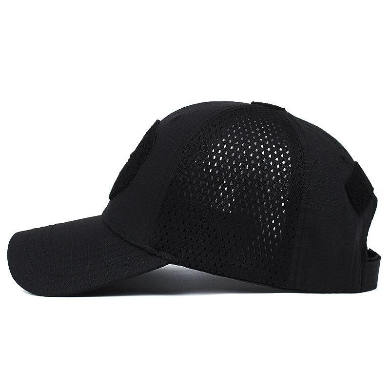 New Summer Camouflage Skull Baseball Mesh Cap Adjustable Airsoft Outdoor Tactical Hiking Casquette Hats For Men Women