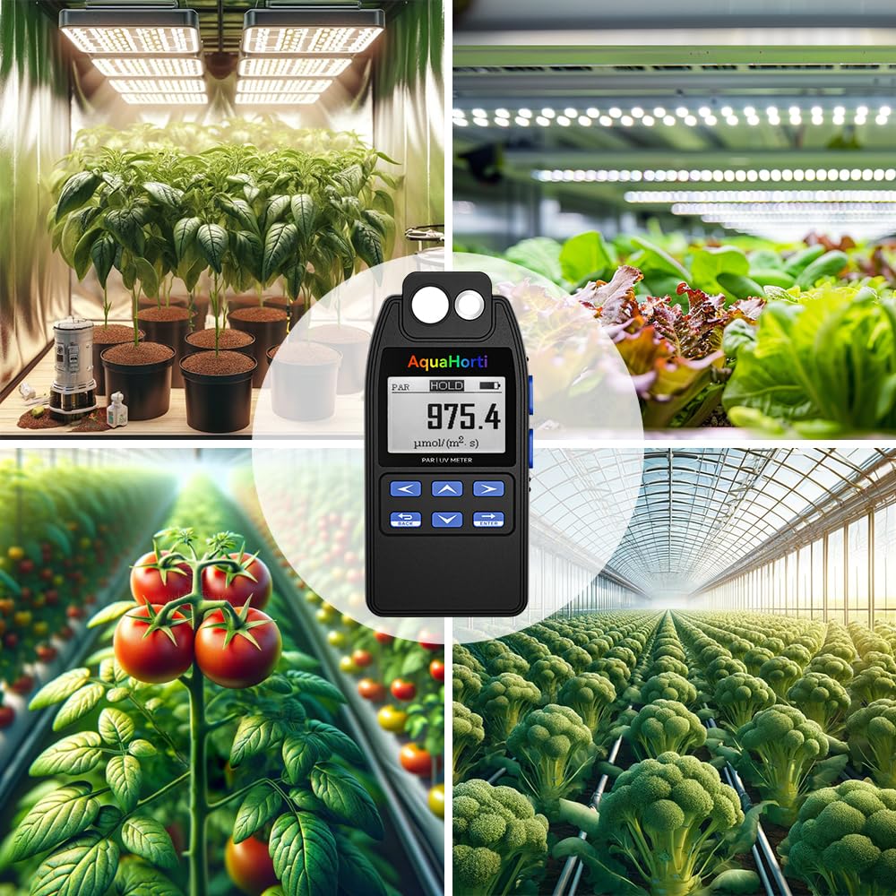 PAR Tests PPFD and UVA Irradiance Display Separate PAR of B with Grow Record PAR AH-Quantuv Meter, (400-750nm) (320-400nm) Intensity. R, G, Light.