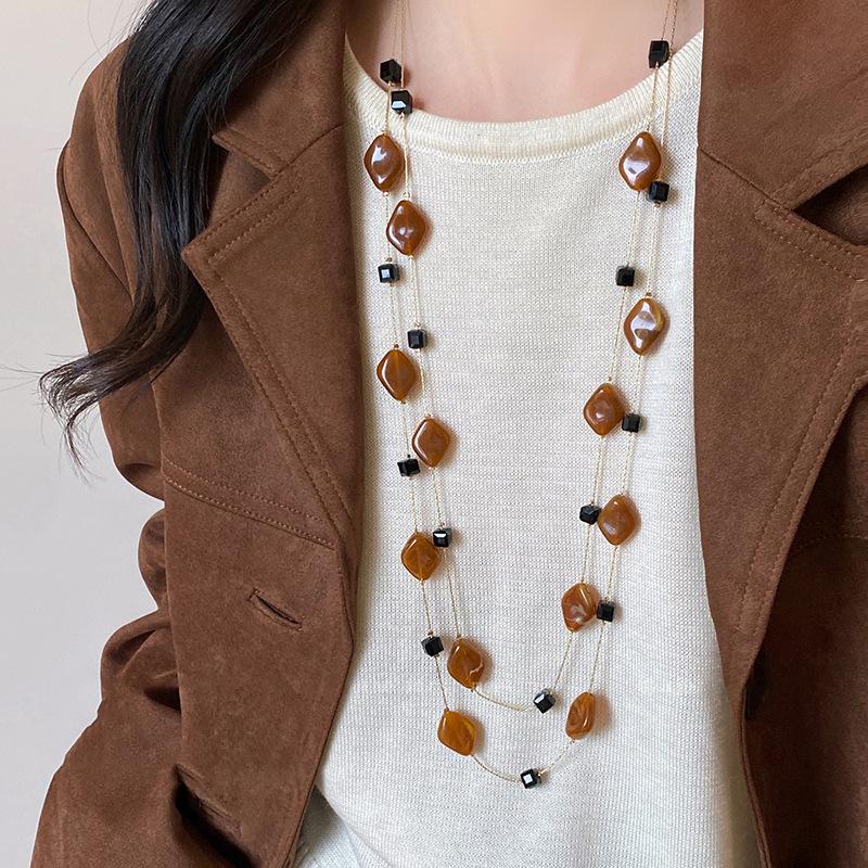 Vintage Maillard Přírodní tygří oko Choker náhrdelník pro ženy Skládané krční korálkové řetízky Šperky Dárek