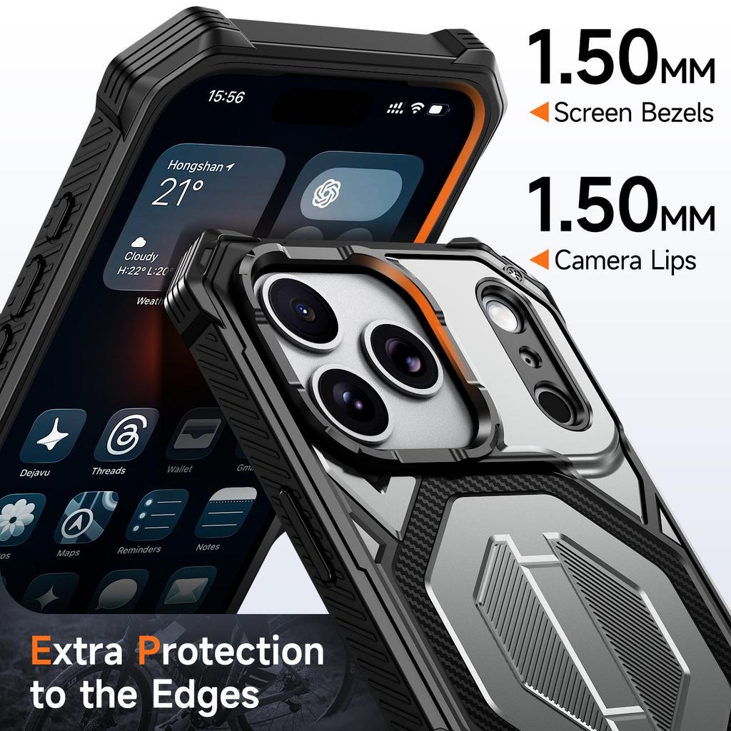 Military-Grade Drop-Proof Phone Case with Stand for Apple 17 Pro Max and 16 Pro Max