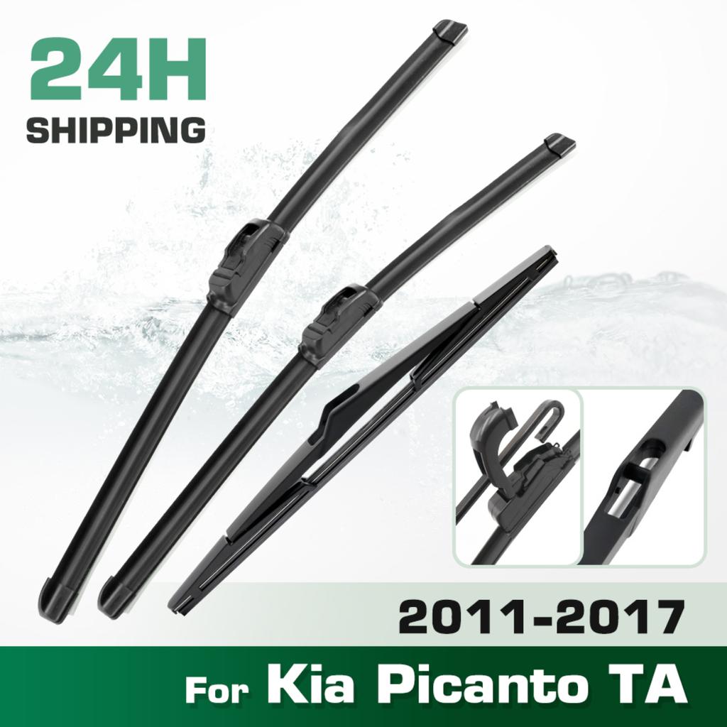 For Kia Picanto TA 2011-2017 2012 2013 2014 2015 Wiper Front&Rear Wiper Blades Windshield Windscreen Window Brushes 24"+14"+12