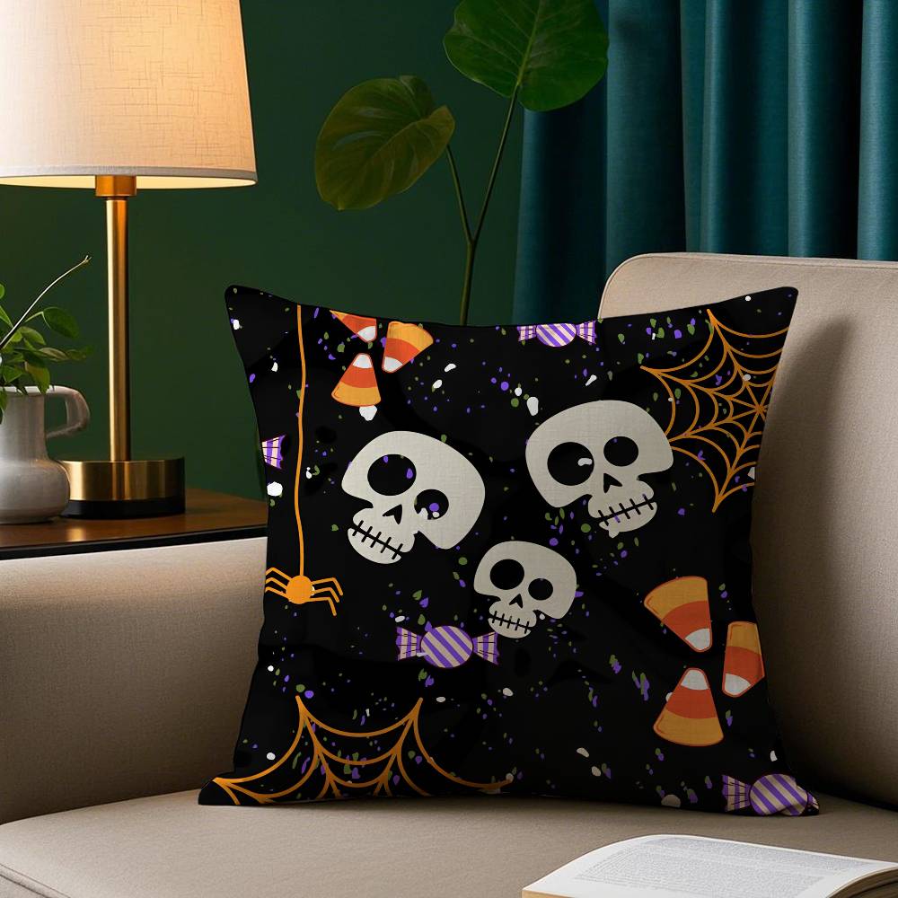 Happy Halloween Cute Spider Pillow Case Plush Fabric Soft Pillowcase Double Sided Print Sofa Cushion Cover Throw