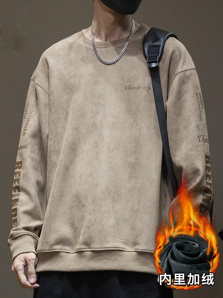 Американский замшевый свитер мужской весенне-осенний свободный большой — фото 8