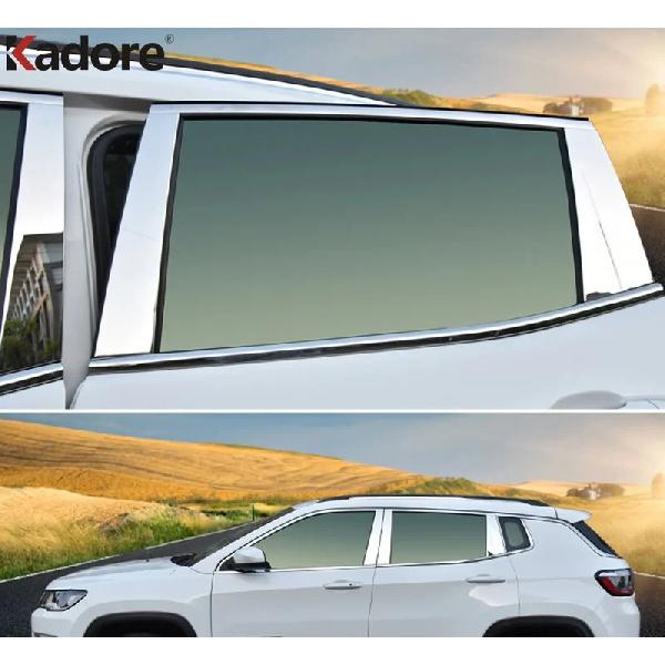 For Jeep Compass 2017-   Steel Car Window Center Pillar Cover Trim Window Middle B C Pillars Post Strip Accessories