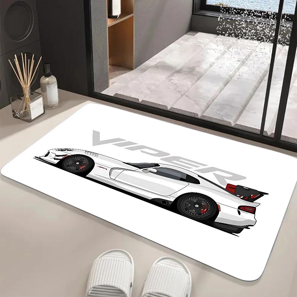 VIKAMA Personalised Green Sports Car Doormat Easy-Clean Household Entrance Anti-Slip Wear-Resistant Doormat Home Decor