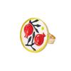Pomegranate Printing Enamel Flower Ethnic Style Ring Irregular Rotundity Heart-shaped Vintage Metal Geometric Ring Colorful