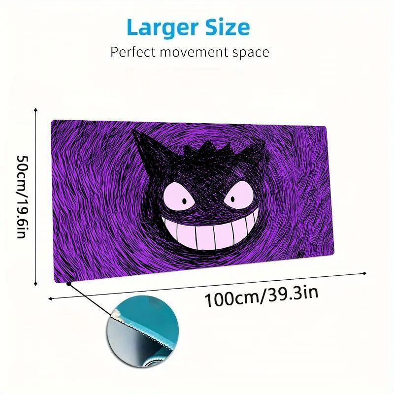 Gengar Cartoon Mouse Pad, Large Gaming Desk Mat, Non-slip XXL Mousepad for Laptop & Tablet, Mini PC Playmat with Stitched Edges