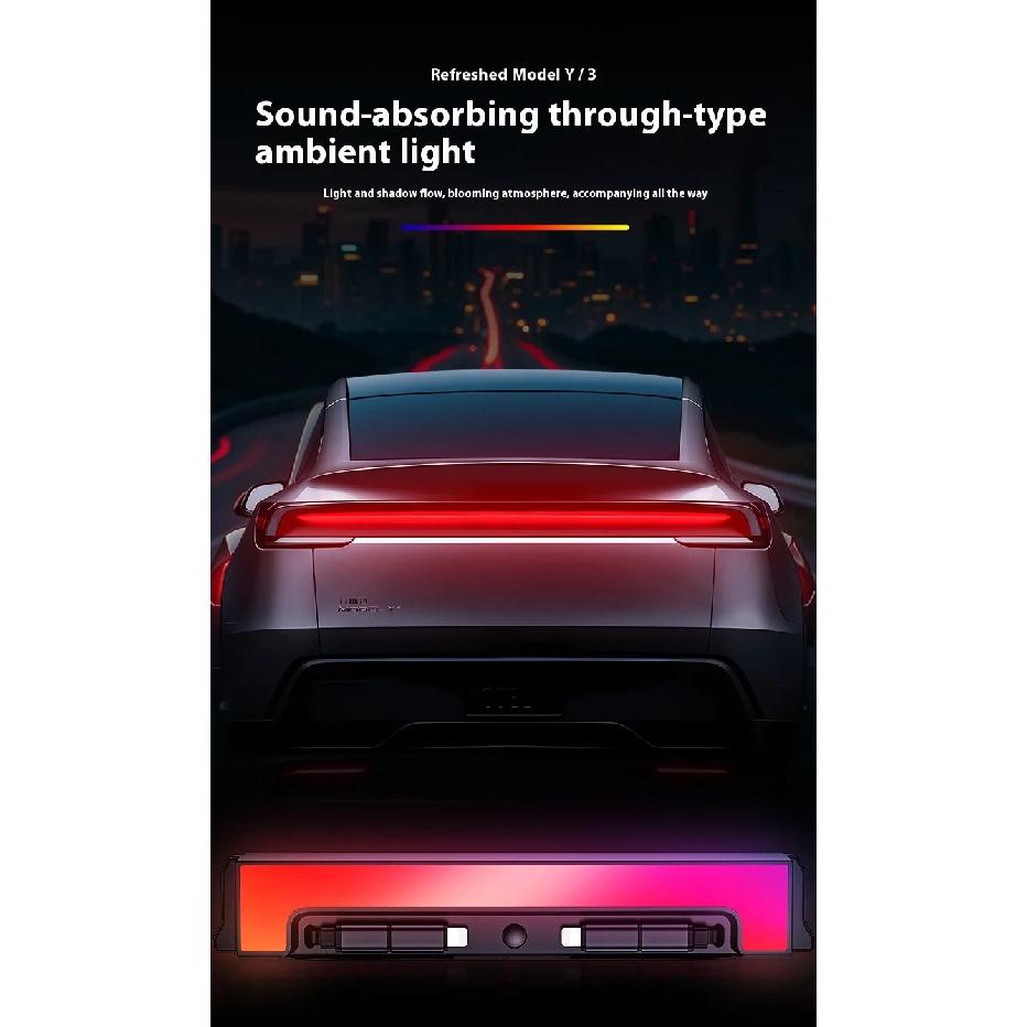 For Tesla Model Y Juniper Fast Charging USB Hub Docking Station with Rainbow Light Model 3 Highland Retractable Ambient Lighting