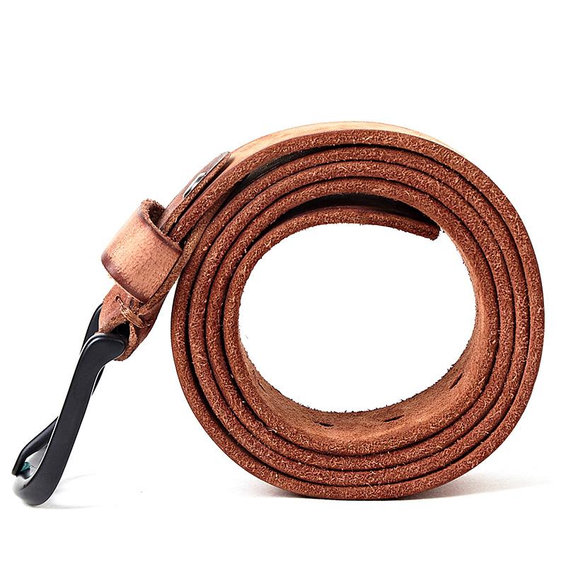 2025 Herren Rindsleder Gürtel Kaffee Schwarz Freizeitgürtel mit Metallschnalle Vintage Westernstil für tägliche Business-Outfits