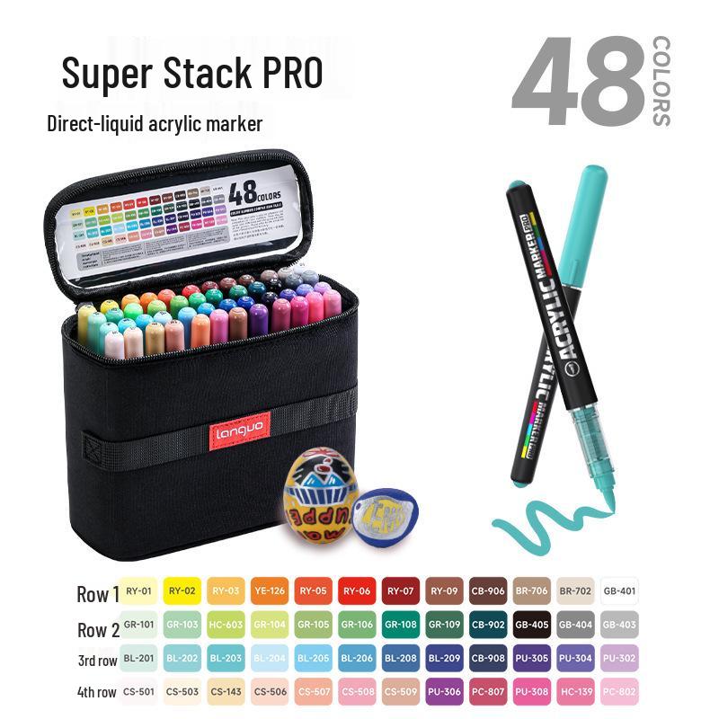 Lan Guo 288-Color Soft Tip Liquid Acrylic Markers Gift Box for Students & Children - Stackable Watercolor Pens