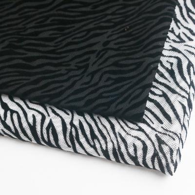 1yard Black White Color Zebra Stripes Print Flocking Mesh Fabric African Tulle Jacquard Velvet Fabrics for DIY Sewing Clothing