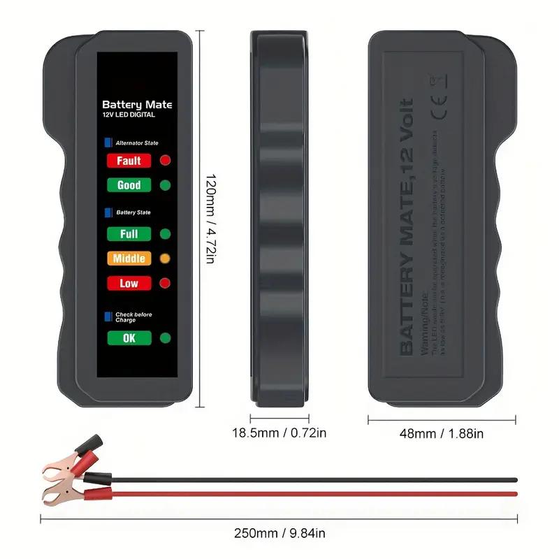 Tester Akumulatora Samochodowego BM310 12V Samochodowy Cyfrowy Tester z 6-diodowym Wyświetlaczem Świetlnym Analizator Samochodowy Diagnostyczny Skaner Alternatora