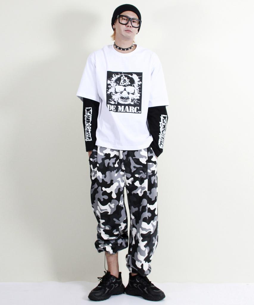 Deumakeu Camo Wide One-Pleat Sweatpants Black