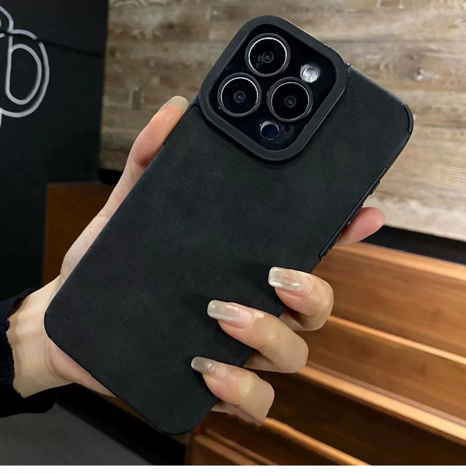 

Розкішний Матовий М який Шкіряний Чохол для Телефону для iPhone 16 15 14 Plus 13 12 11 Pro Max 17Air Захист Камери Ударостійка Силіконова Кришка For iPhone 14