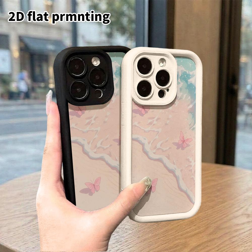 Phone case: 2D flat, suitable for iPhone 18 17 16 15 14 13 Pro protective case, seaside beach, perfect Christmas and Halloween holiday gift