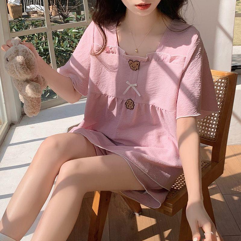 Baumwollpyjamas im Prinzessinnenstil für Damen im Sommer, kurzärmlig, locker sitzend, hoher ästhetischer Wert, können extern als Hausanzug-Set getragen werden