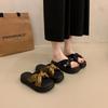 2025 new cool slippers women's summer wear new Chinese cross-knotted national style with skirt beach cool slippers