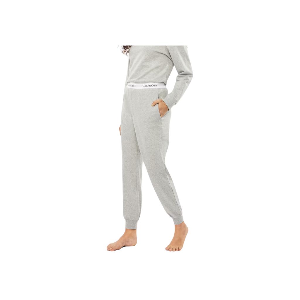 Calvin Klein Letter Minimalist Comfortable Mid Waist Casual Pants Women Bottoms Gray Mixed-Color QS6872-P7A