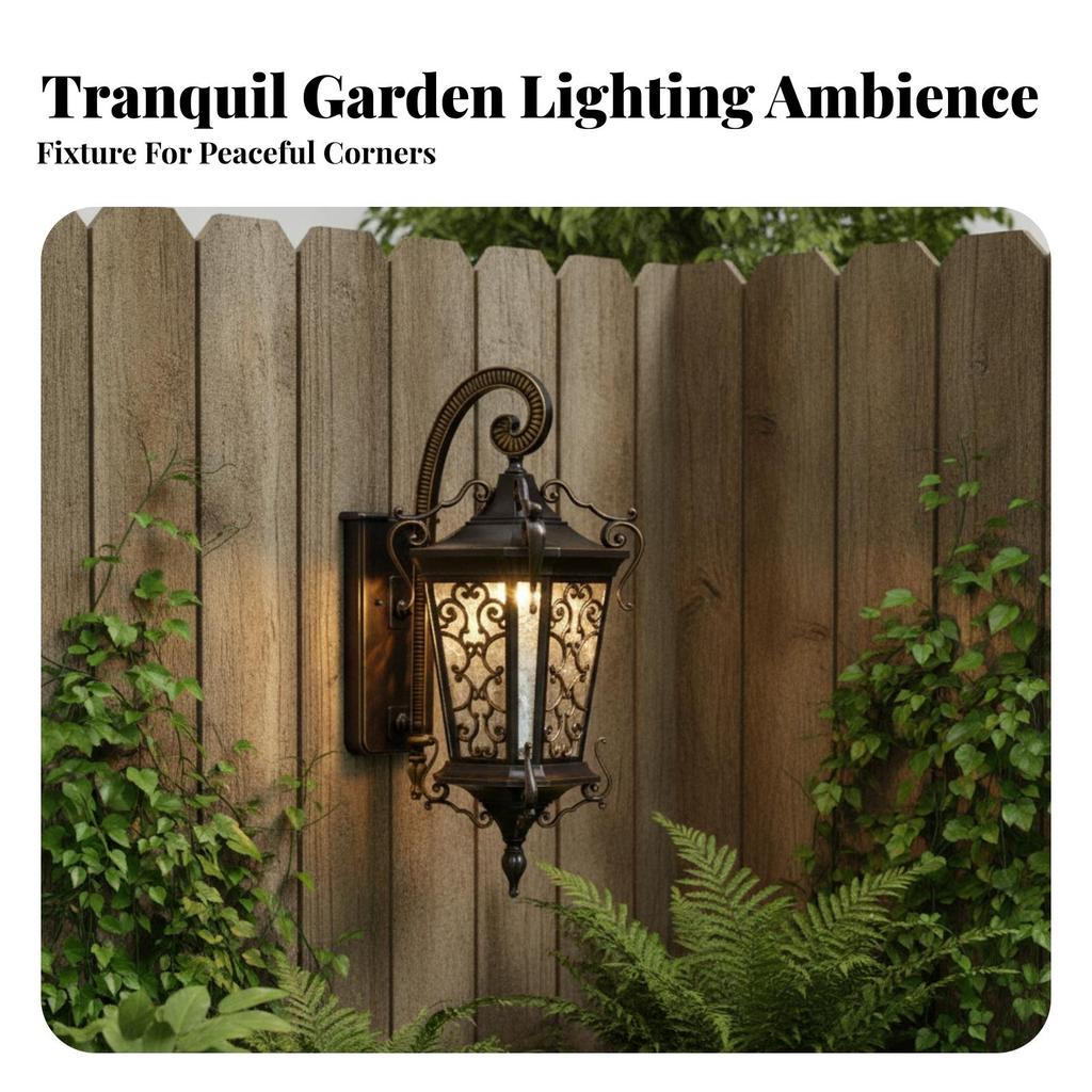 Aluminum Outdoor Wall Lantern Ornate Light Fixture Retro Vintage