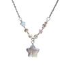 Fashionable Crystal Star Charm Necklace Sweet Transparent Pendant Choker Neckchain Gift Unique Elegant Accessory