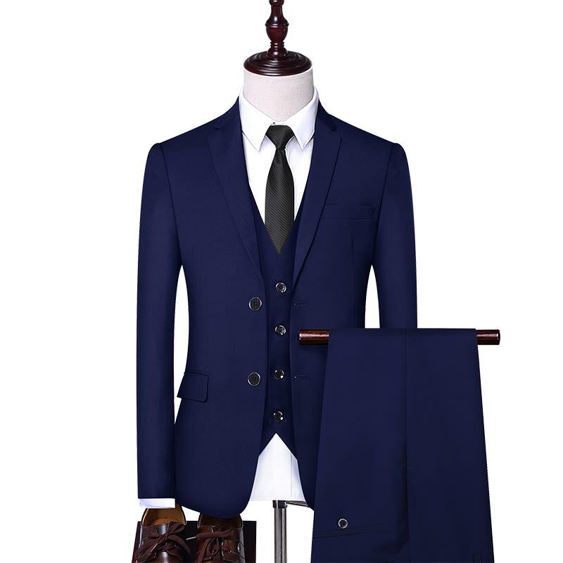 Men's Korean Style Business Suit: Three-Piece Trendy Casual Groomsmen Outfit