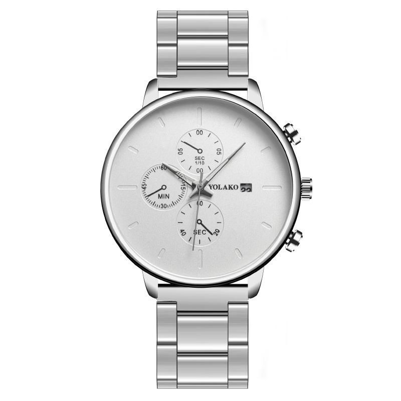 Fashion three-eye calendar men's watch men's watch quartz steel belt men's watch