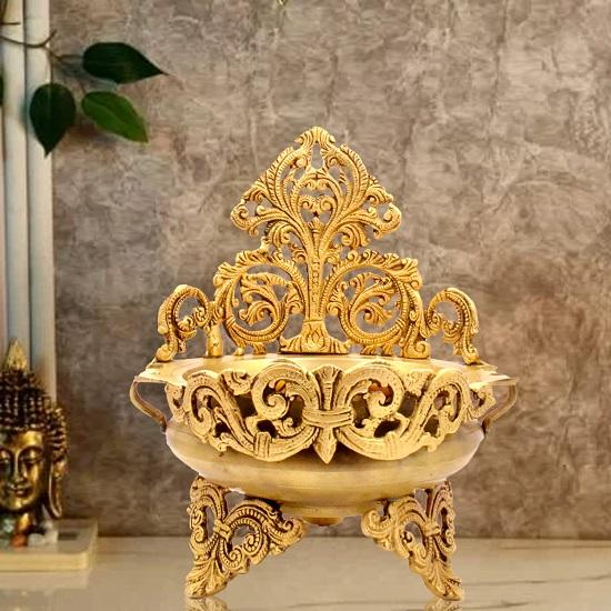 Etnisk design Messing Urli Tradisjonell Skåldekor Utstillingsstykke, Urli Skål for hjemmeinnredning, Standard, pakke med 1