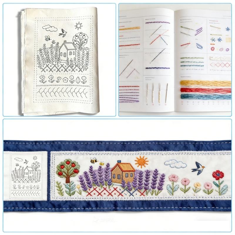 Complete Embroidery Book Sewing Books Set Includes Needle Thread Patterns And Step By Step Instructions