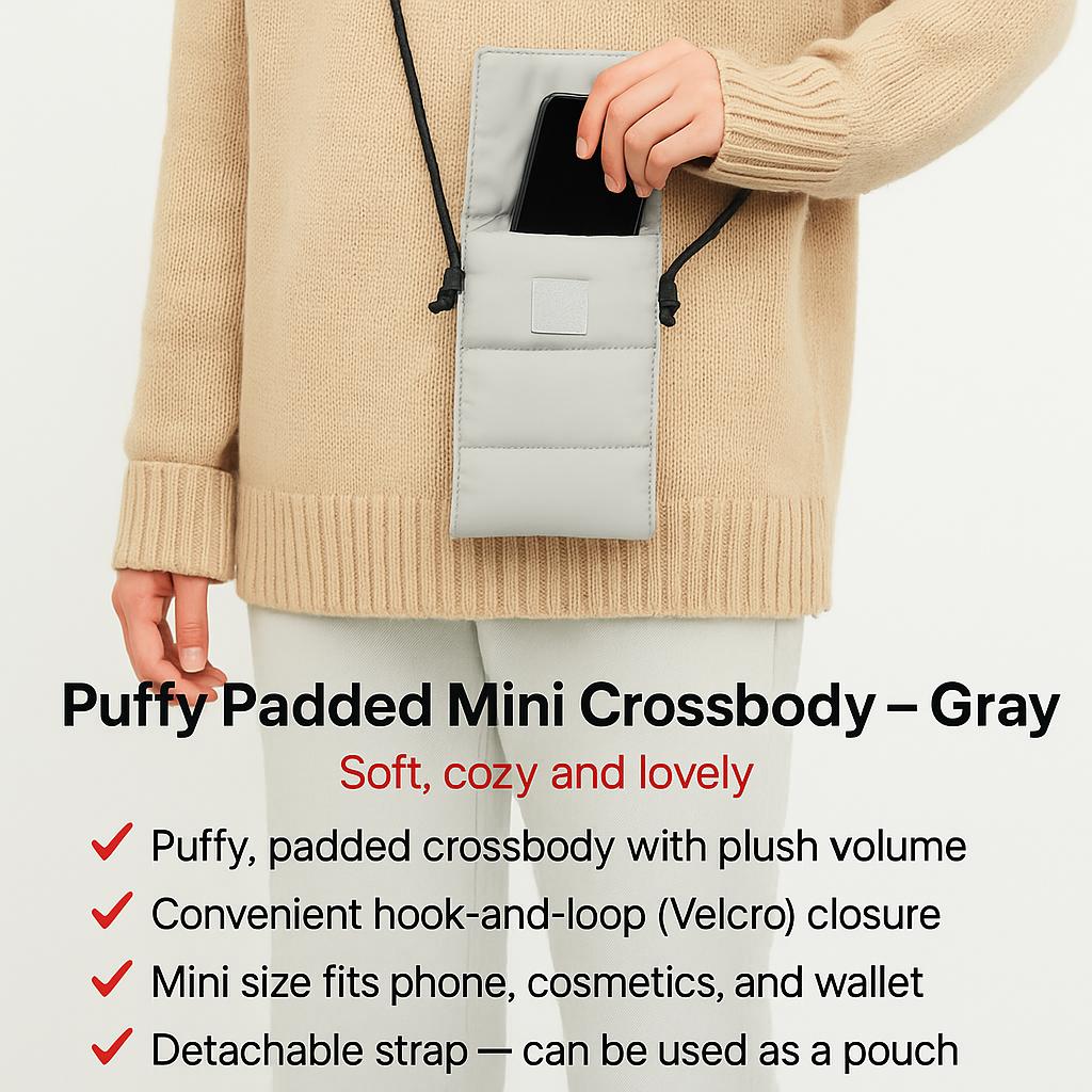 Mini Borsa a Tracolla Imbottita - Grigio