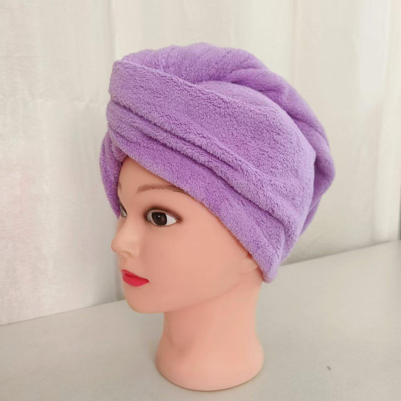 

High-Density Coral Fleece Hair Drying Cap for Women, Super Absorbent Quick Dry, Embroidered Logo, Student-Friendly 25*65 cm