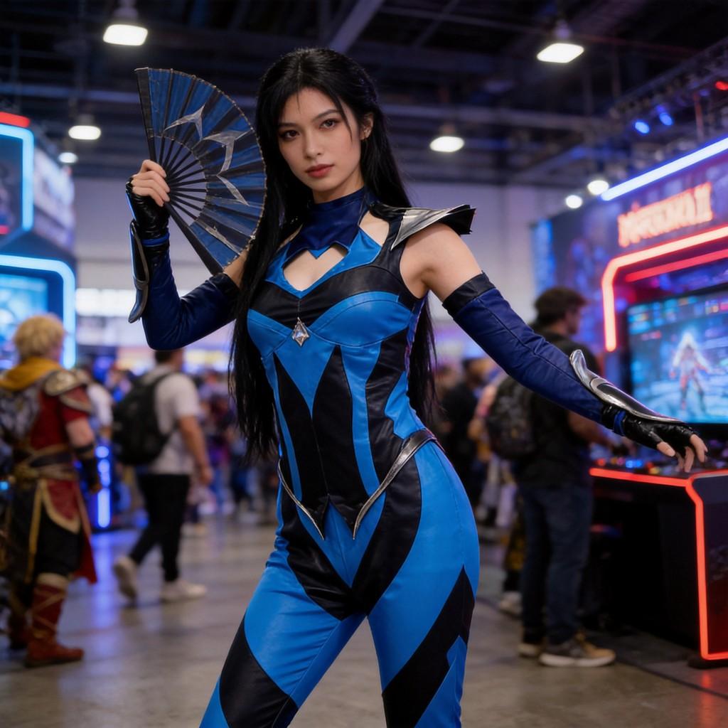 Mortal Kombat Kitana Cosplay Costume With Pu Leather For Female Cosplayers