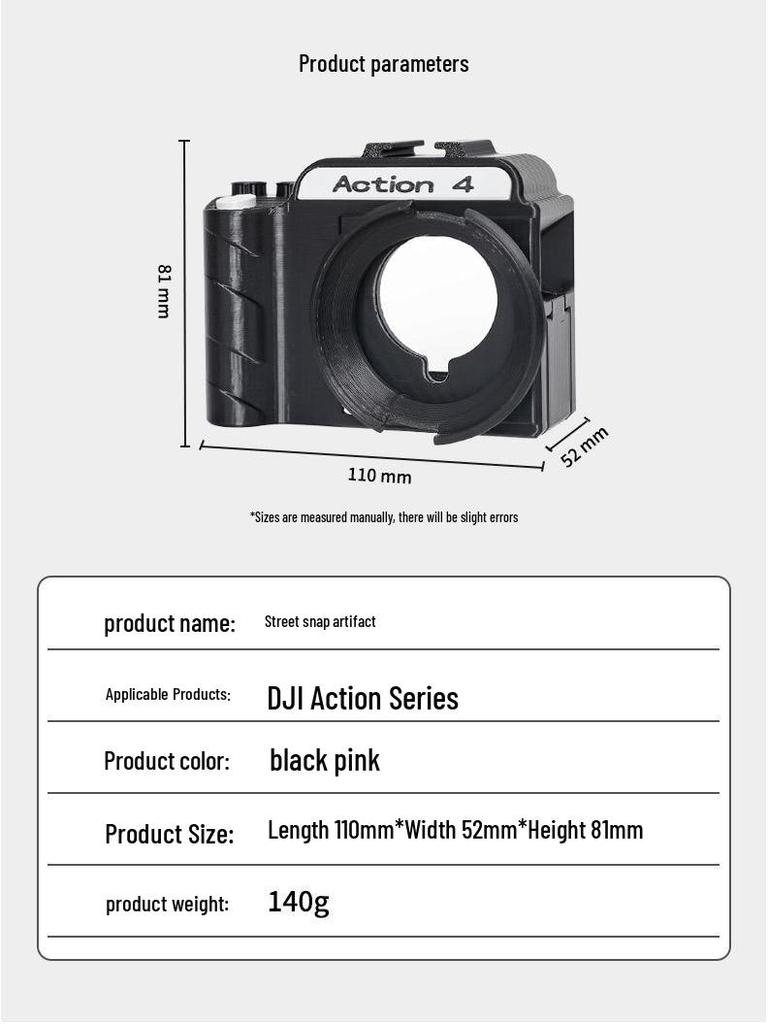 Poignée de modification pour caméra sport hybride DJI Action5Pro/4/3 avec lentille UV