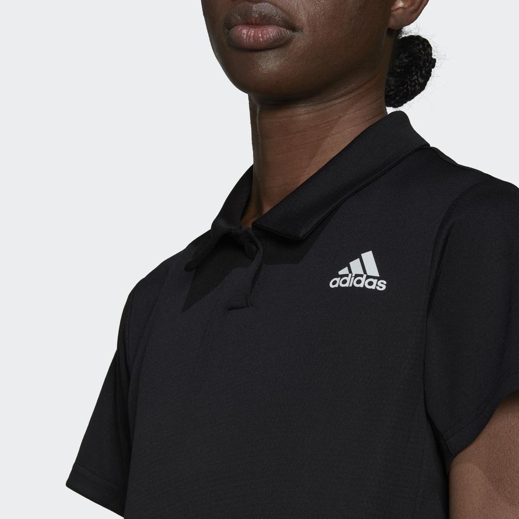 Adidas Solid Color Logo Polo Shirt Women Tops Black HI5687