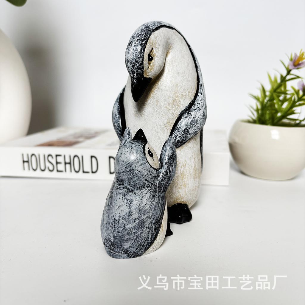 New Mother's Day Home Animal Ornament Gift Cute Parent-Child Penguin Resin Statue Ornament Decoration