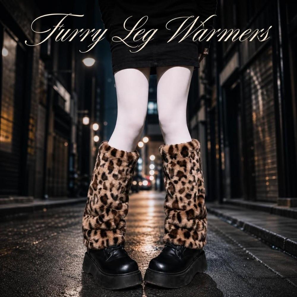 Faux Fur Furry Leg Warmers Leopard Print Long Tube Sock Foot Cover Warm Knee Sleeve Spicy Girls