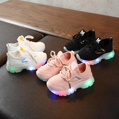 Children Baby Girls Boys Breathable Mesh Led Luminous Sport Run  Shoes