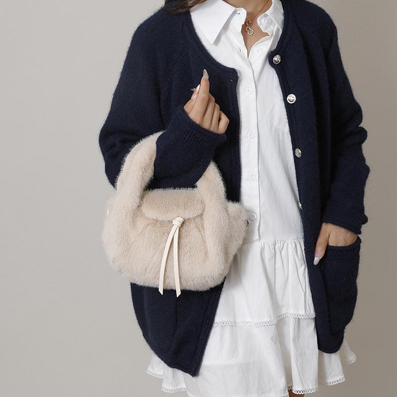 Herbst/Winter 2025 Vielseitige Plüsch-Crossbody-Bucket-Bag